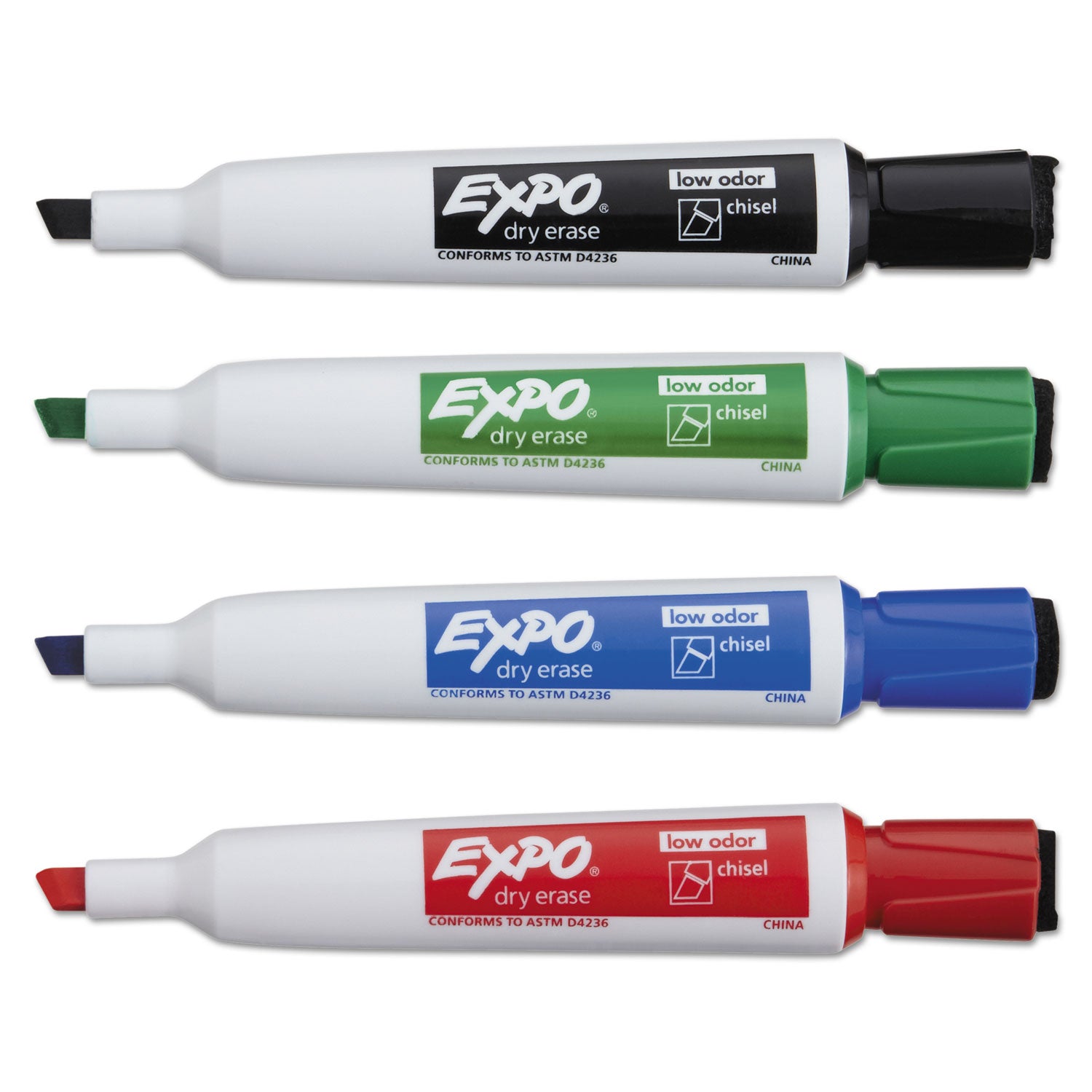 EXPO Magnetic Dry Erase Marker, Broad Chisel Tip, Assorted Colors, 4/Pack (1944728)