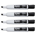 EXPO Magnetic Dry Erase Marker, Broad Chisel Tip, Black, 4/Pack (1944729)