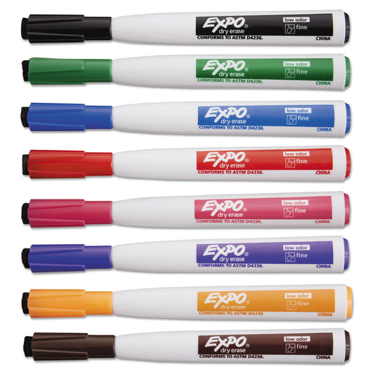 EXPO Magnetic Dry Erase Marker, Fine Bullet Tip, Assorted Colors, 8/Pack (1944748)