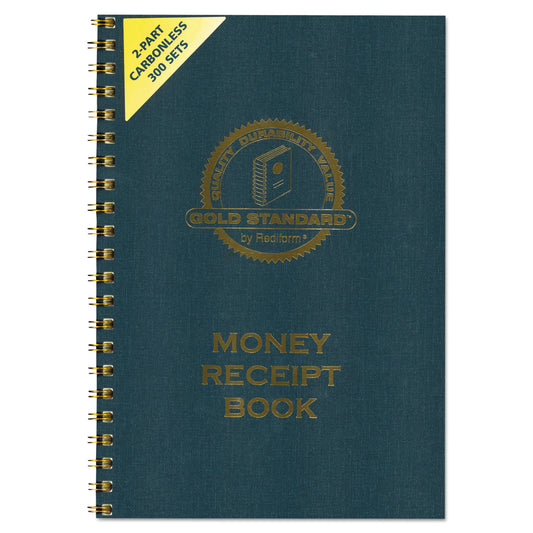 Rediform Gold Standard Money Receipt Book, Two-Part Carbonless, 7 x 2.75, 4 Forms/Sheet, 300 Forms Total (8L810)