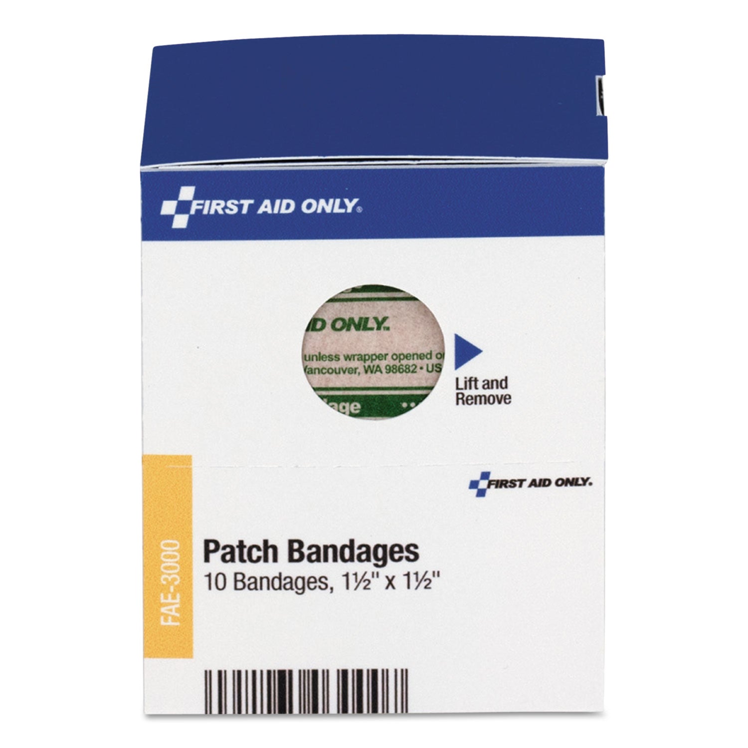 First Aid Only SmartCompliance Patch Bandages, 1.5 x 1.5, 10/Box (FAE3000)