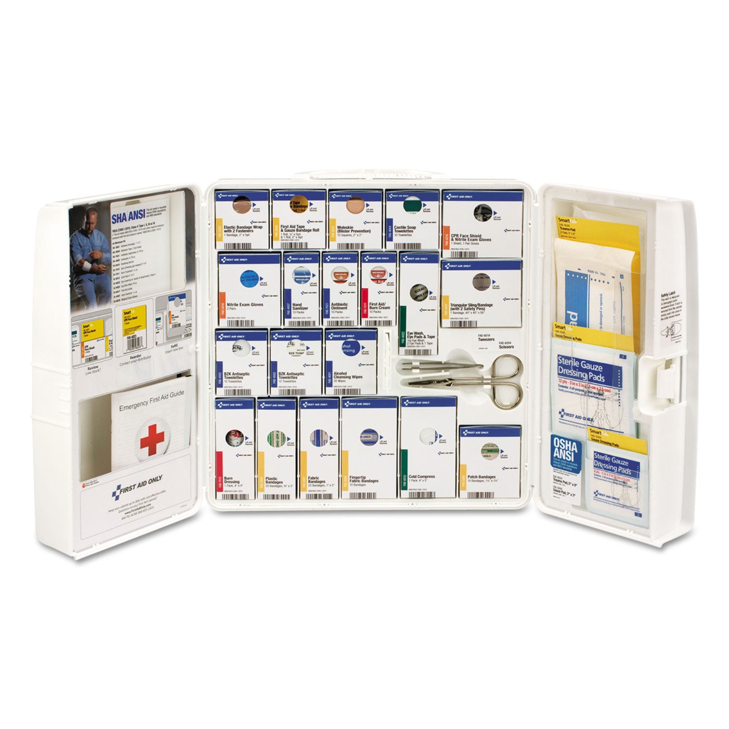 First Aid Only ANSI 2021 SmartCompliance General Business First Aid Station, 50 People, 202 Pieces, Plastic Case (90580021)