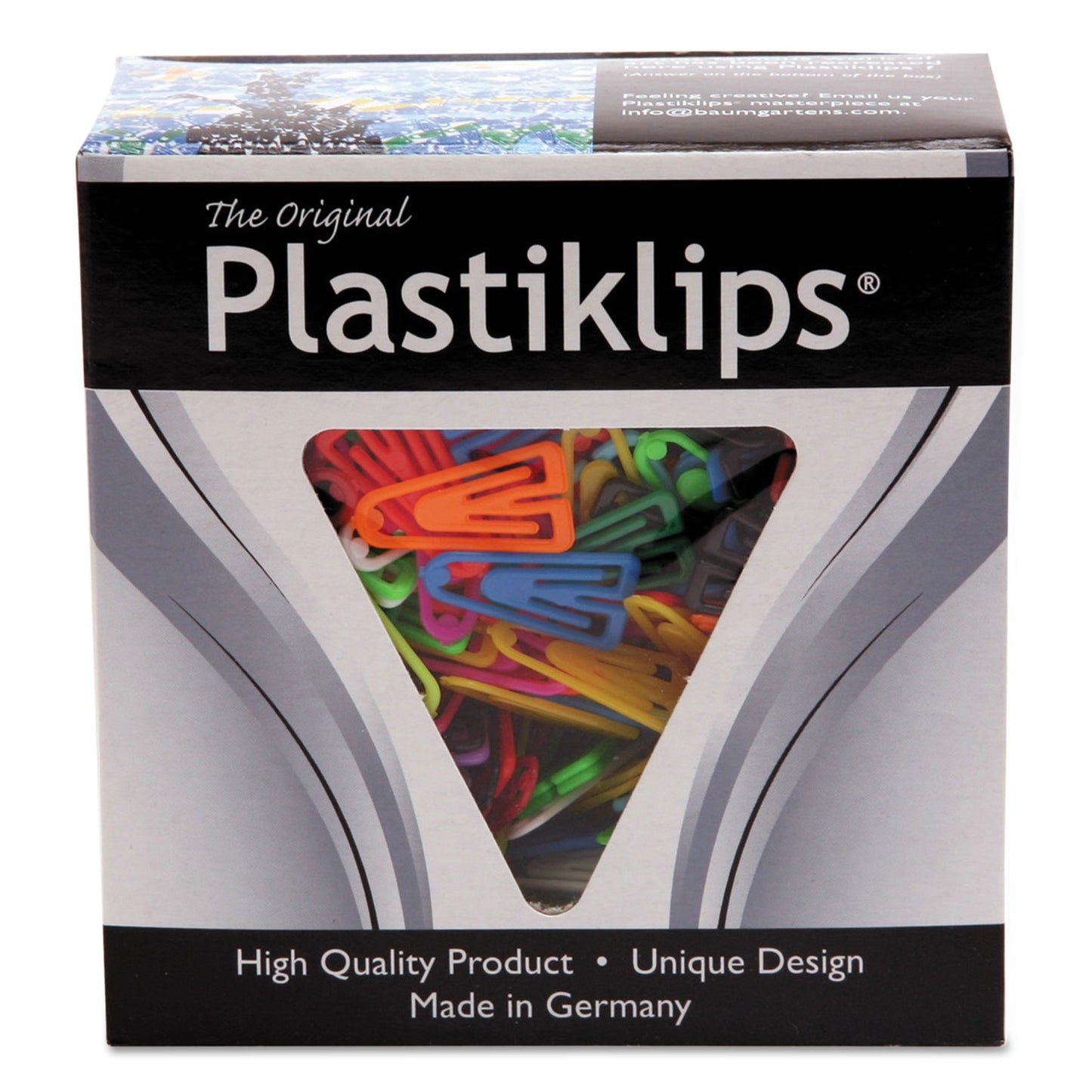 Baumgartens Plastiklips Paper Clips, Small, Smooth, Assorted Colors, 1,000/Box (LP0200)