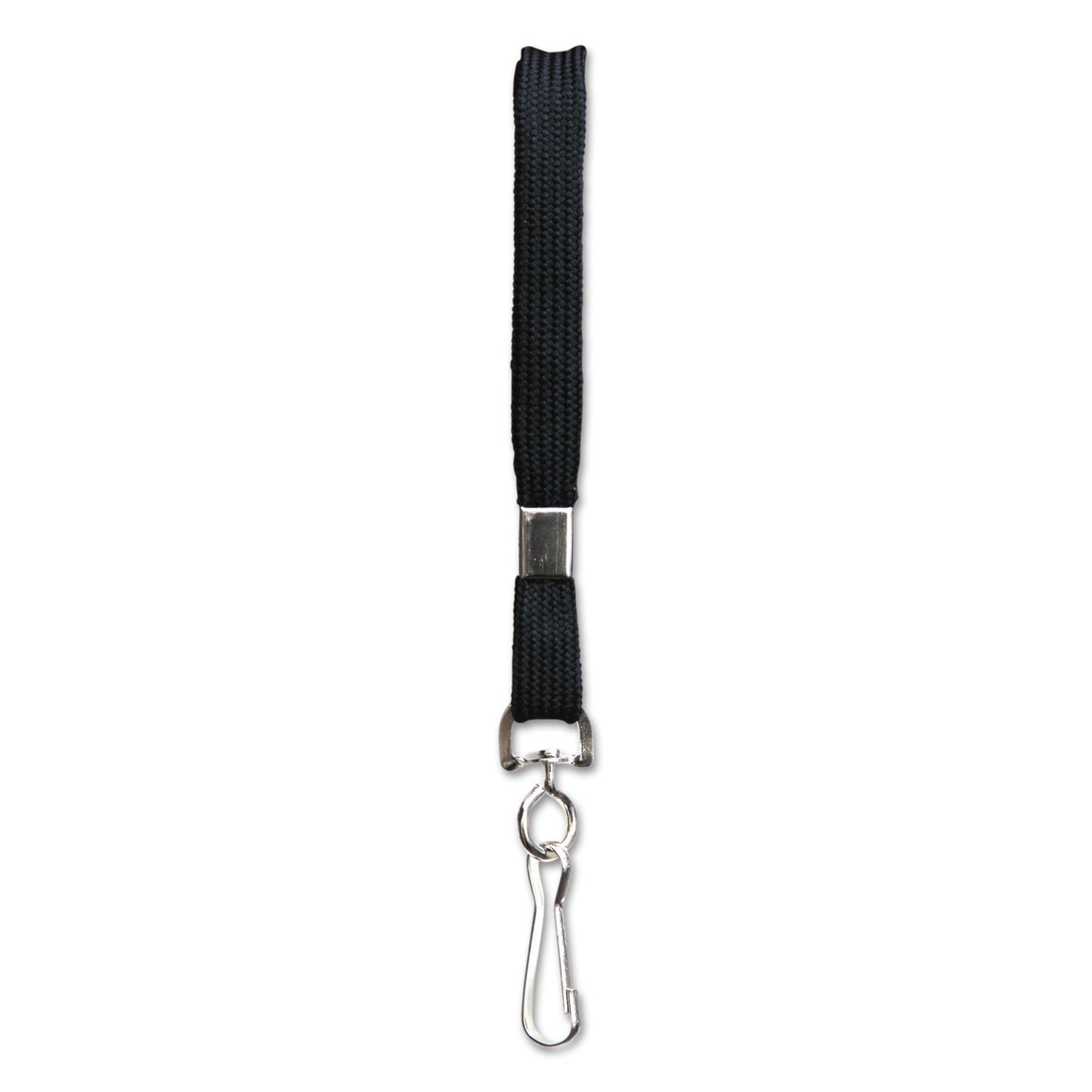 SICURIX Flat Lanyard, Metal Hook Fastener, 36", Nylon, Black, 100/Pack (65619)