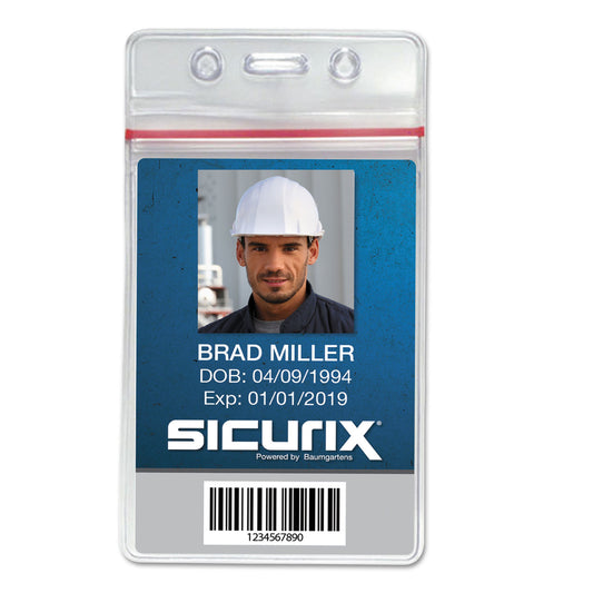 SICURIX Sealable Cardholder, Vertical, 2.62 x 3.75, Clear, 50/Pack (47840)