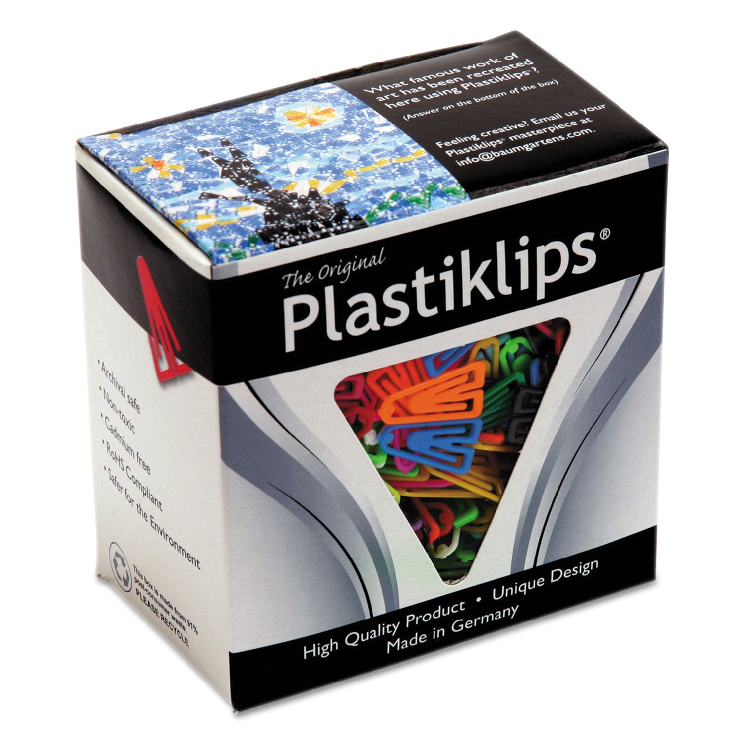 Baumgartens Plastiklips Paper Clips, Small, Smooth, Assorted Colors, 1,000/Box (LP0200)