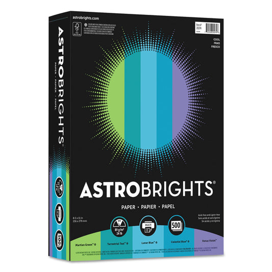 Astrobrights Color Paper - "Cool" Assortment, 24 lb Bond Weight, 8.5 x 11, Assorted Cool Colors, 500/Ream (20274)