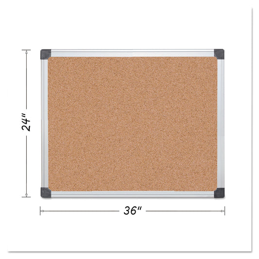 MasterVision Value Cork Bulletin Board with Aluminum Frame, 24 x 36, Tan Surface, Silver Aluminum Frame (CA031170)