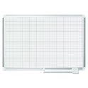 MasterVision Gridded Magnetic Steel Dry Erase Planning Board, 1 x 2 Grid, 36 x 24, White Surface, Silver Aluminum Frame (MA0392830)