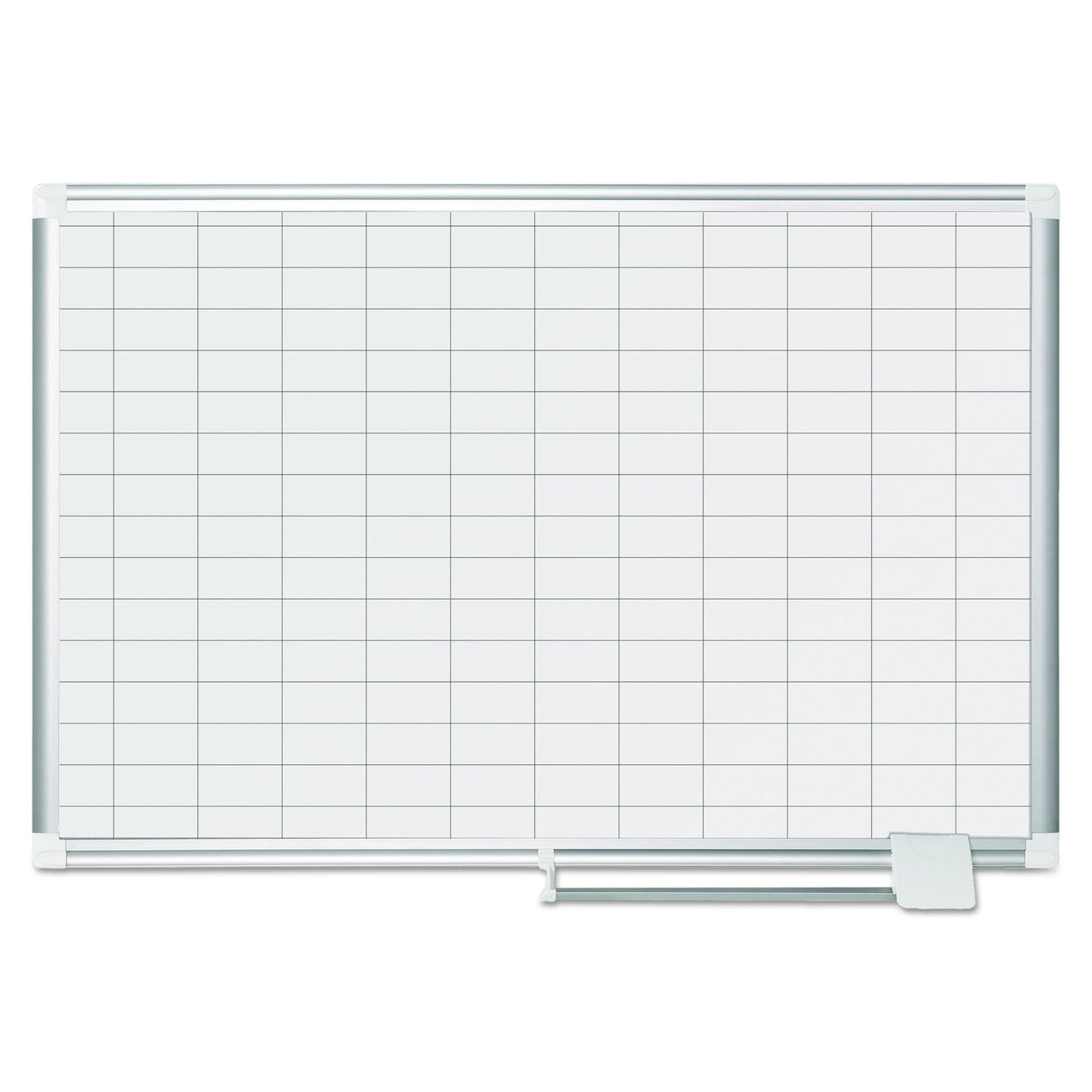 MasterVision Gridded Magnetic Steel Dry Erase Planning Board, 1 x 2 Grid, 36 x 24, White Surface, Silver Aluminum Frame (MA0392830)