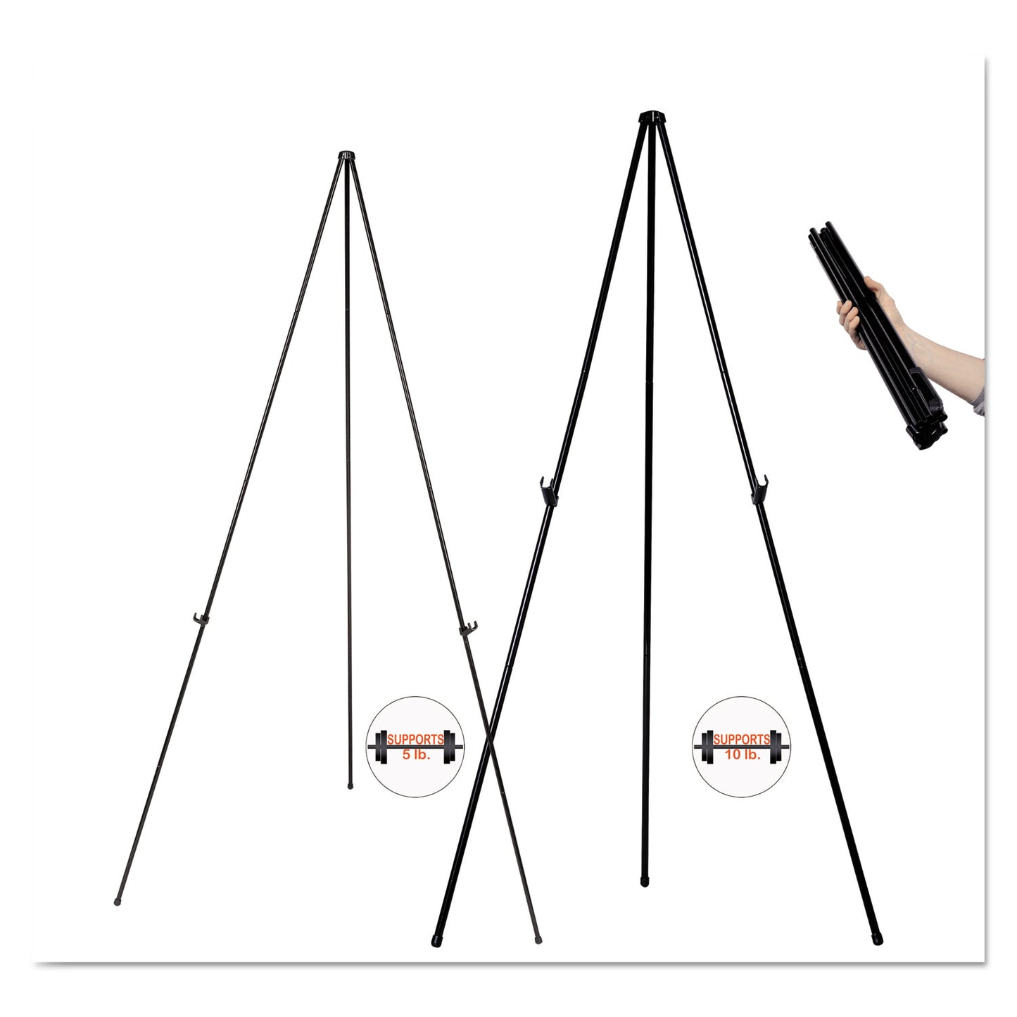 MasterVision Instant Easel, 61.5" High, Black, Steel, Lightweight (FLX04201MV)