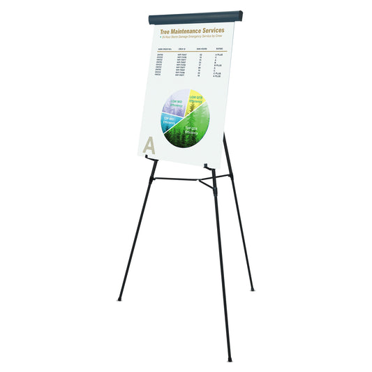 MasterVision Telescoping Tripod Display Easel, Adjusts 38" to 69" High, Metal, Black (FLX05101MV)