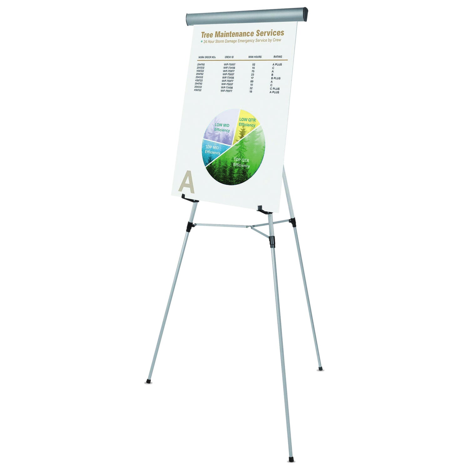 MasterVision Telescoping Tripod Display Easel, Adjusts 38" to 69" High, Metal, Silver (FLX05102MV)