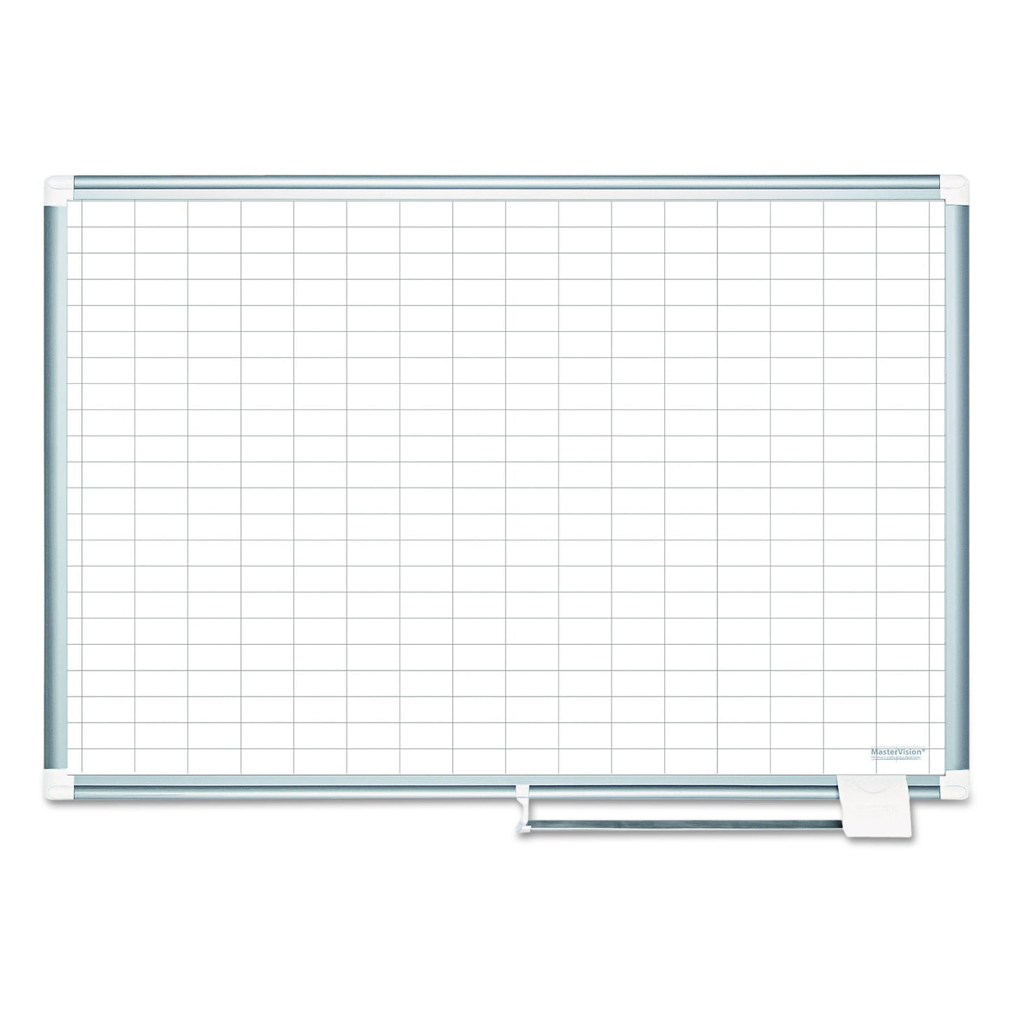 MasterVision Gridded Magnetic Steel Dry Erase Planning Board with Accessories, 1 x 2 Grid, 36 x 24, White Surface, Silver Aluminum Frame (MA0392830A)