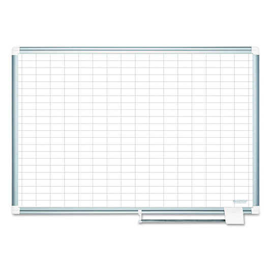 MasterVision Gridded Magnetic Steel Dry Erase Planning Board with Accessories, 1 x 2 Grid, 36 x 24, White Surface, Silver Aluminum Frame (MA0392830A)