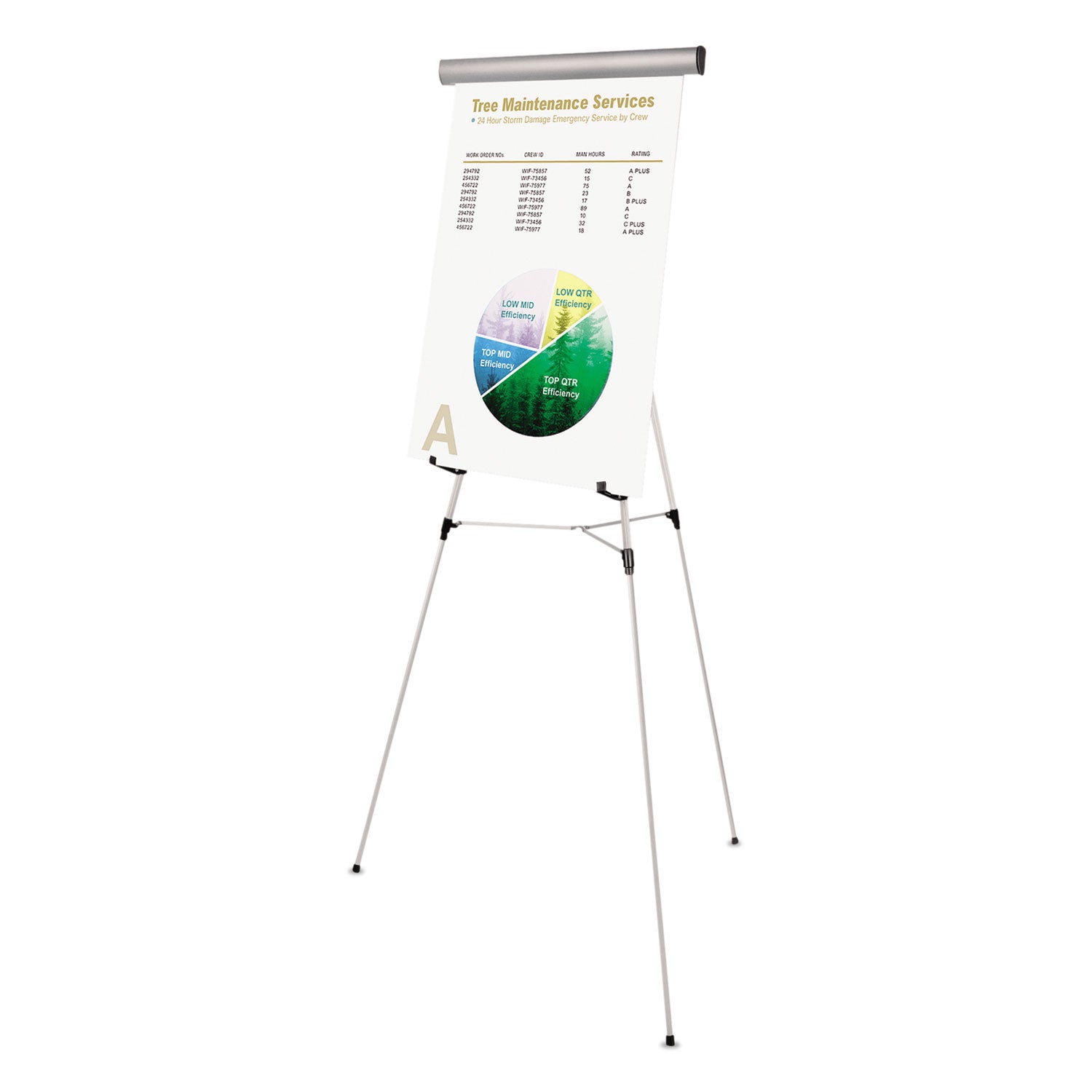 MasterVision Telescoping Tripod Display Easel, Adjusts 38" to 69" High, Metal, Silver (FLX05102MV)