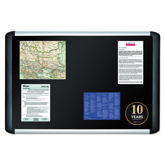 MasterVision Soft-touch Bulletin Board, 48 x 36, Black Fabric Surface, Aluminum/Black Aluminum Frame (MVI050301)