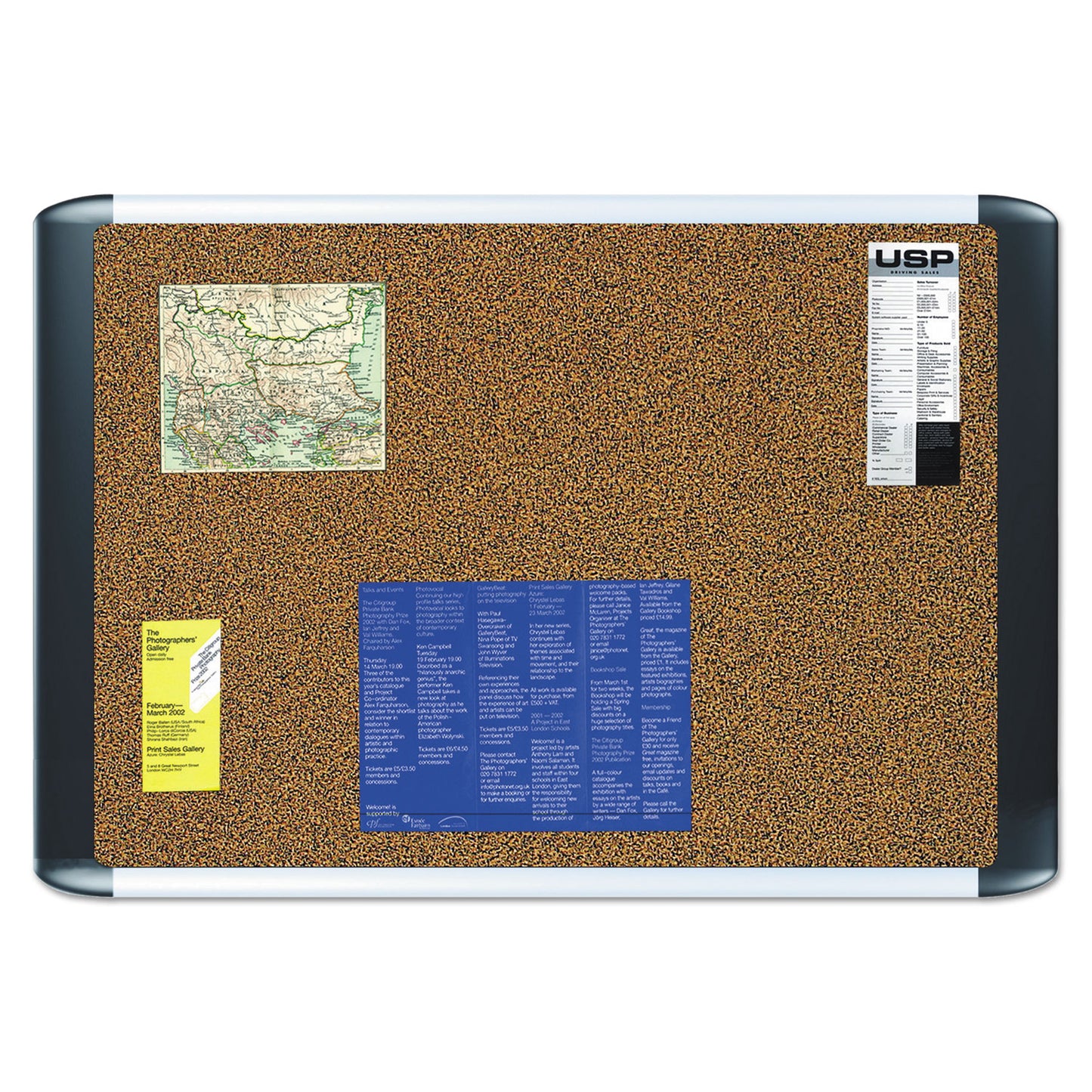 MasterVision Tech Cork Board, 36 x 24, Tan Surface, Silver/Black Aluminum Frame (MVI030501)