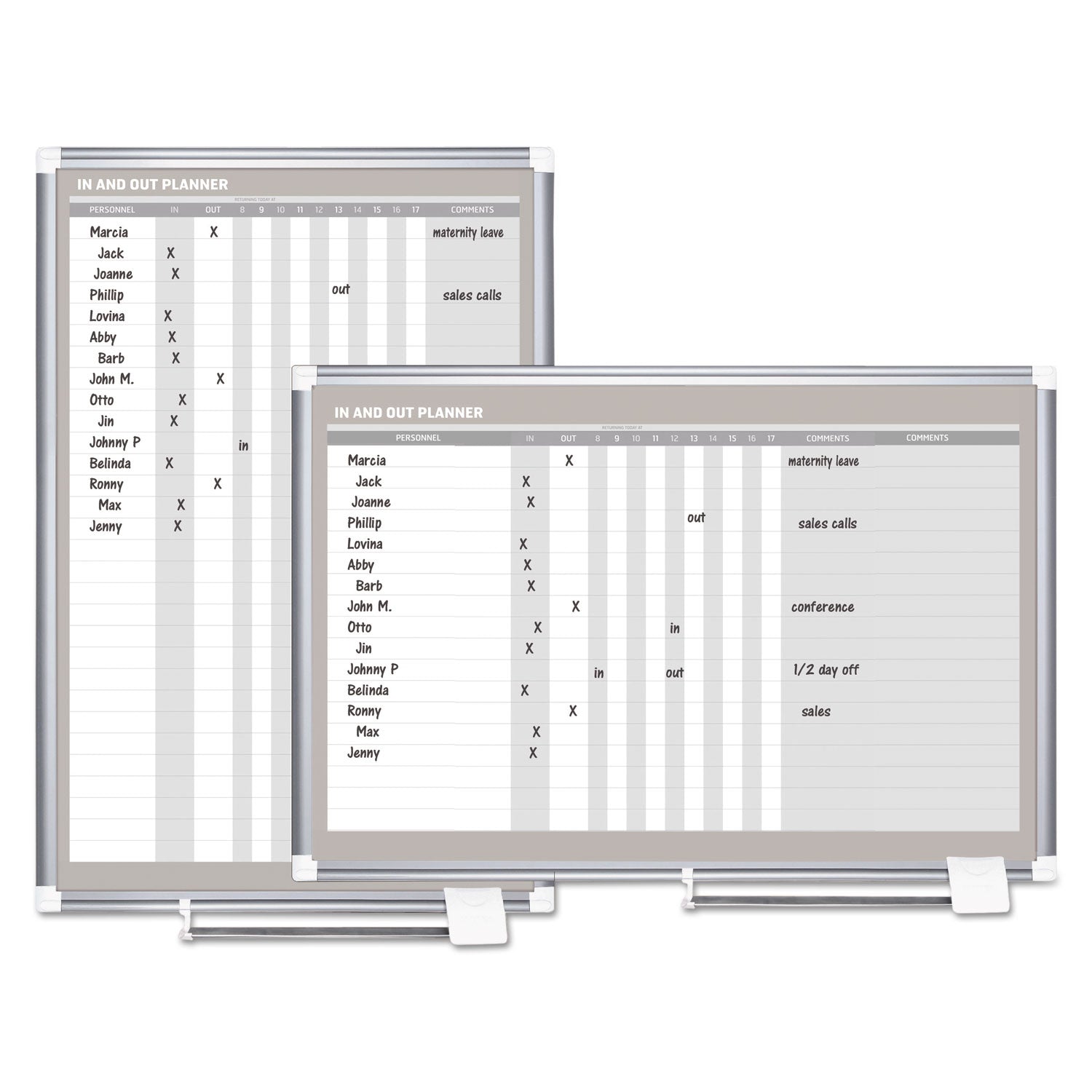 MasterVision In-Out Magnetic Dry Erase Board, 24 x 36, White Surface, Silver Aluminum Frame (GA02109830)