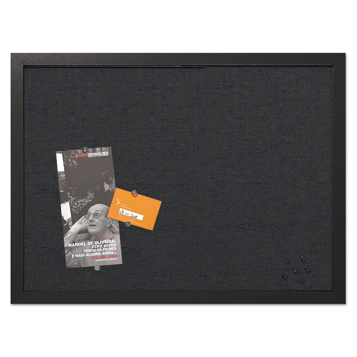 MasterVision Designer Fabric Bulletin Board, 24 x 18, Black Surface, Black MDF Wood Frame (FB0471168)