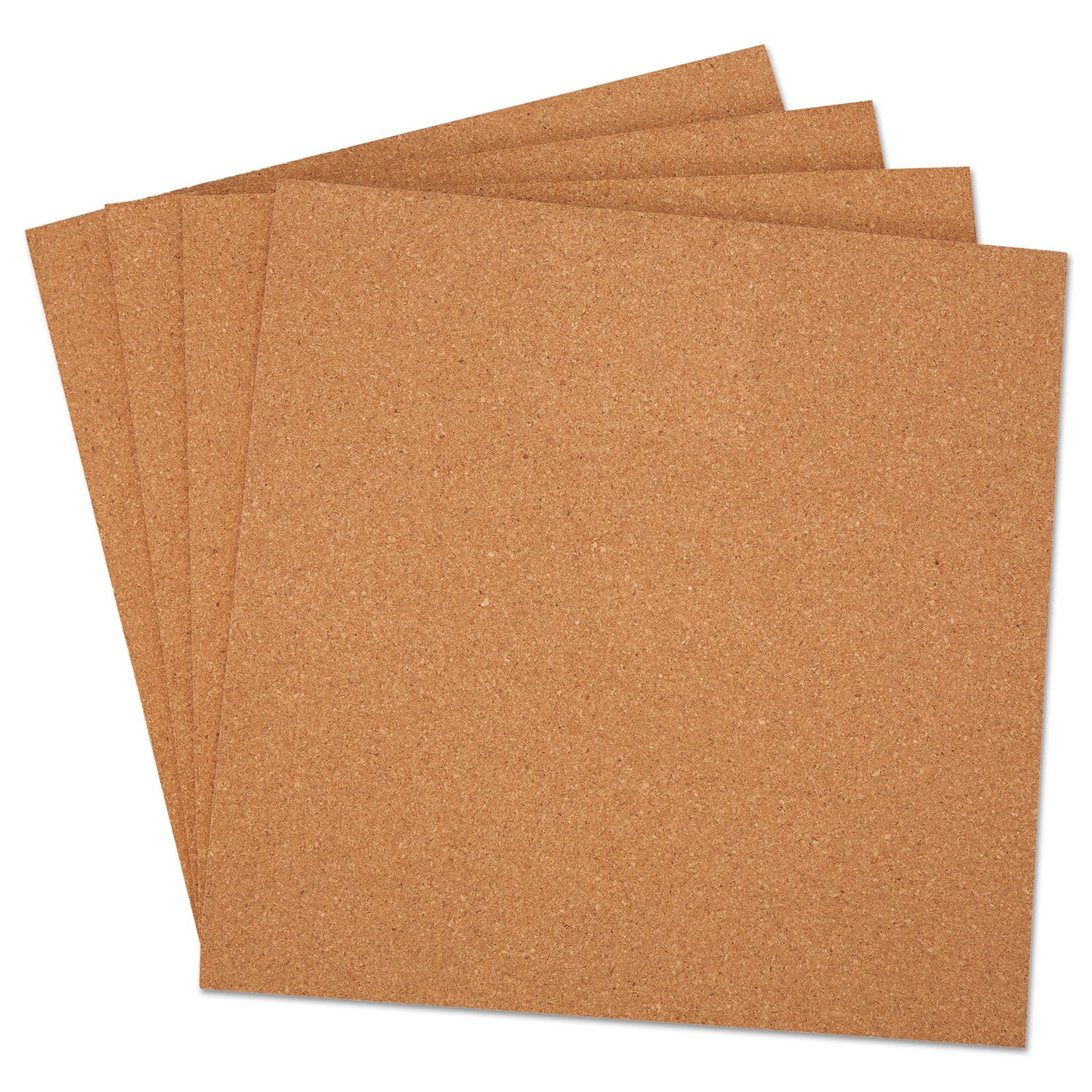 Universal Cork Tile Panels, 12 x 12, Brown Surface, 4/Pack (43404)