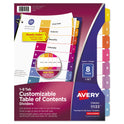 Avery Customizable TOC Ready Index Multicolor Tab Dividers, 8-Tab, 1 to 8, 11 x 8.5, White, Traditional Color Tabs, 1 Set (11133)