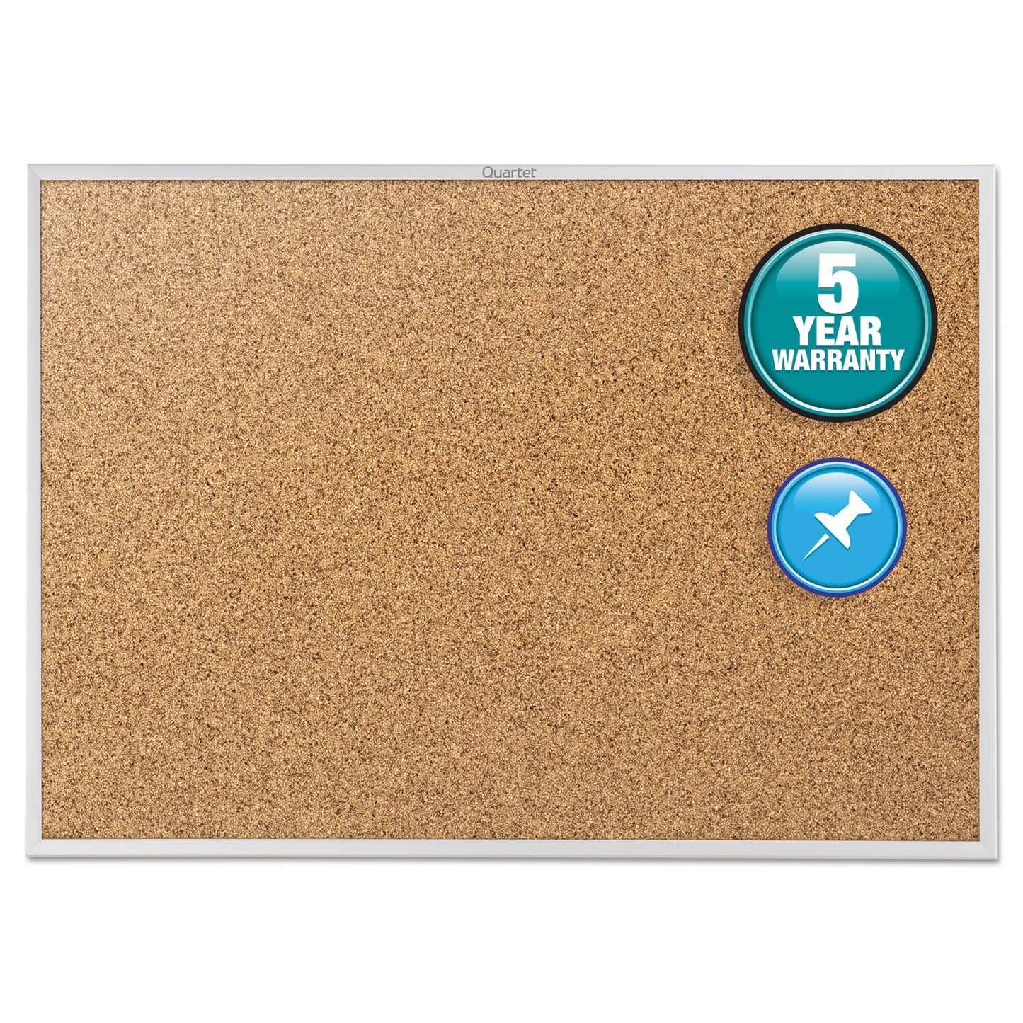 Quartet Classic Series Cork Bulletin Board, 24 x 18, Tan Surface, Silver Aluminum Frame (2301)