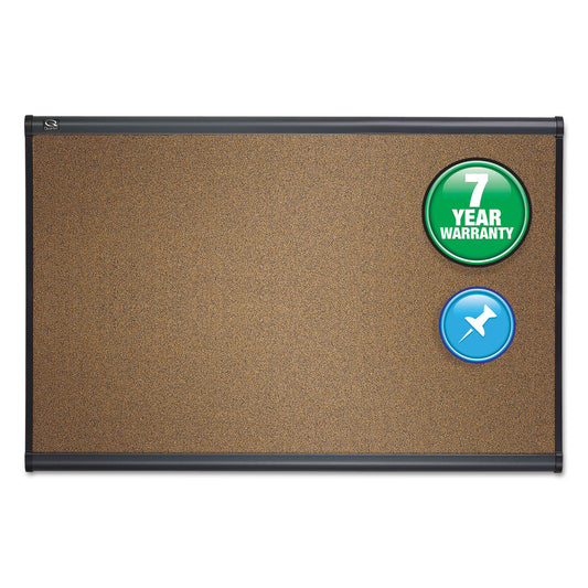 Quartet Prestige Colored Cork Bulletin Board, 36 x 24, Brown Surface, Graphite Gray Fiberboard/Plastic Frame (B243G)