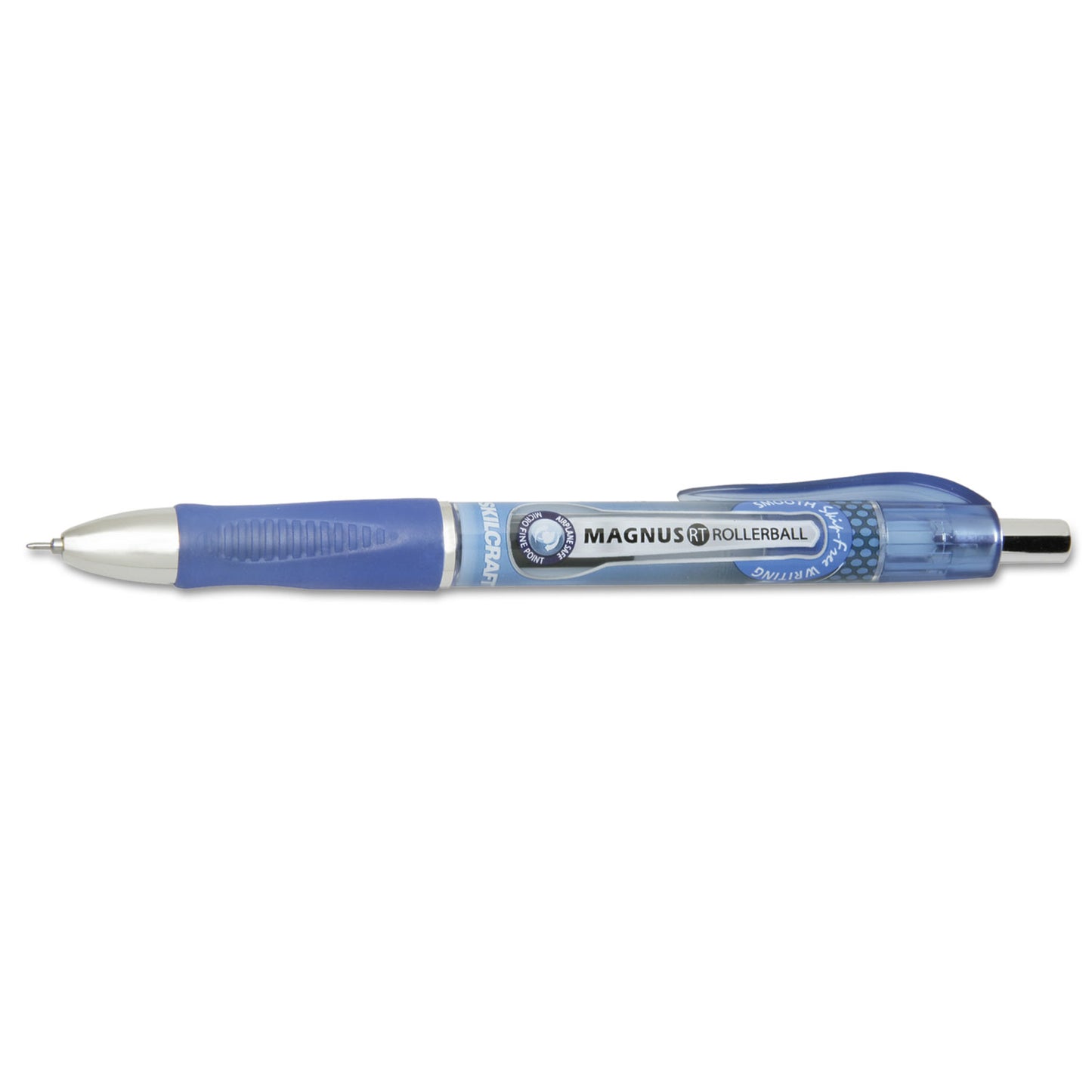 AbilityOne 7520016539300, SKILCRAFT Needle Point Roller Ball Pen, Retractable, Fine 0.5 mm, Blue Ink, Blue/White/Black Barrel, Dozen