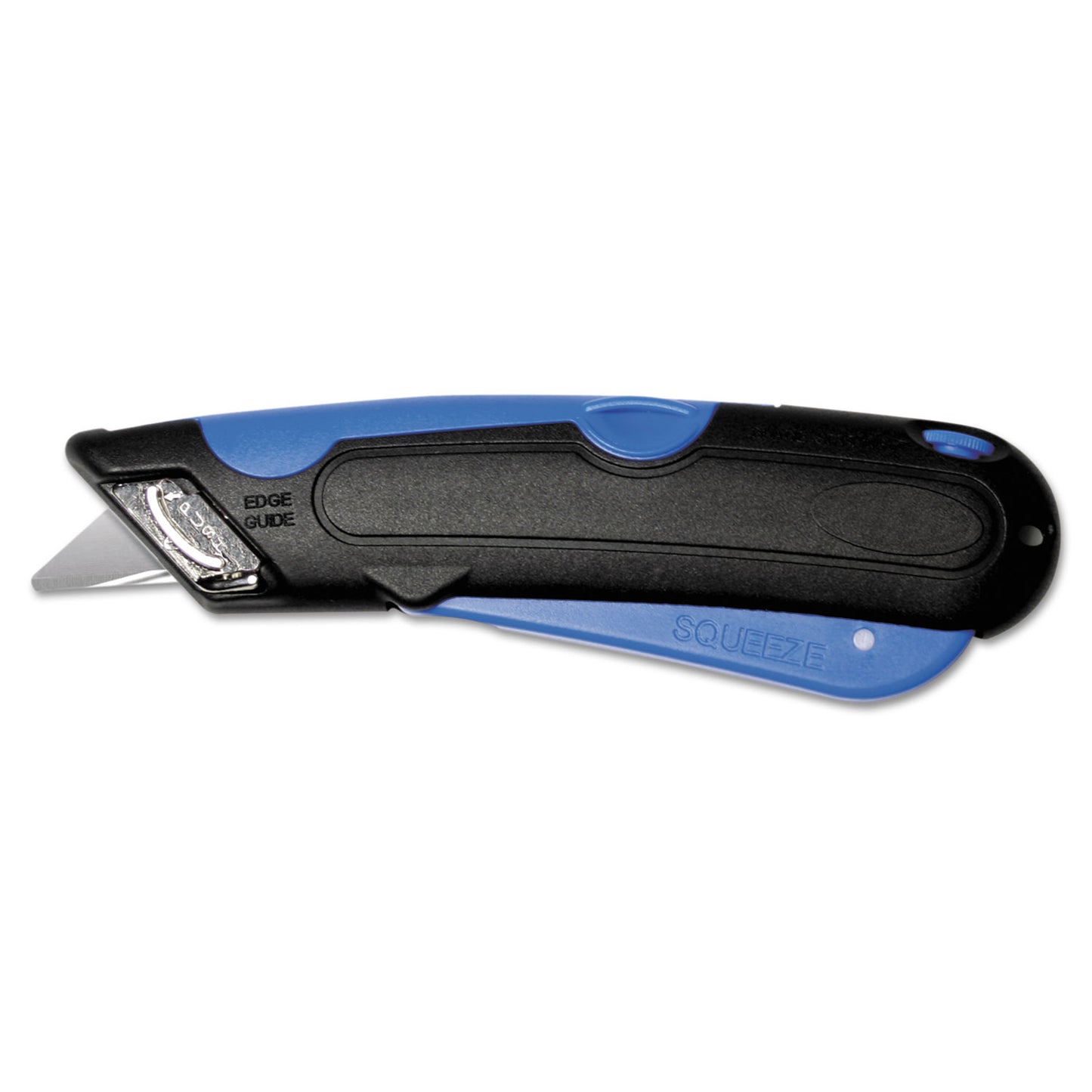 COSCO Easycut Cutter Knife w/Self-Retracting Safety-Tipped Blade, 6" Plastic Handle, Black/Blue (091508)