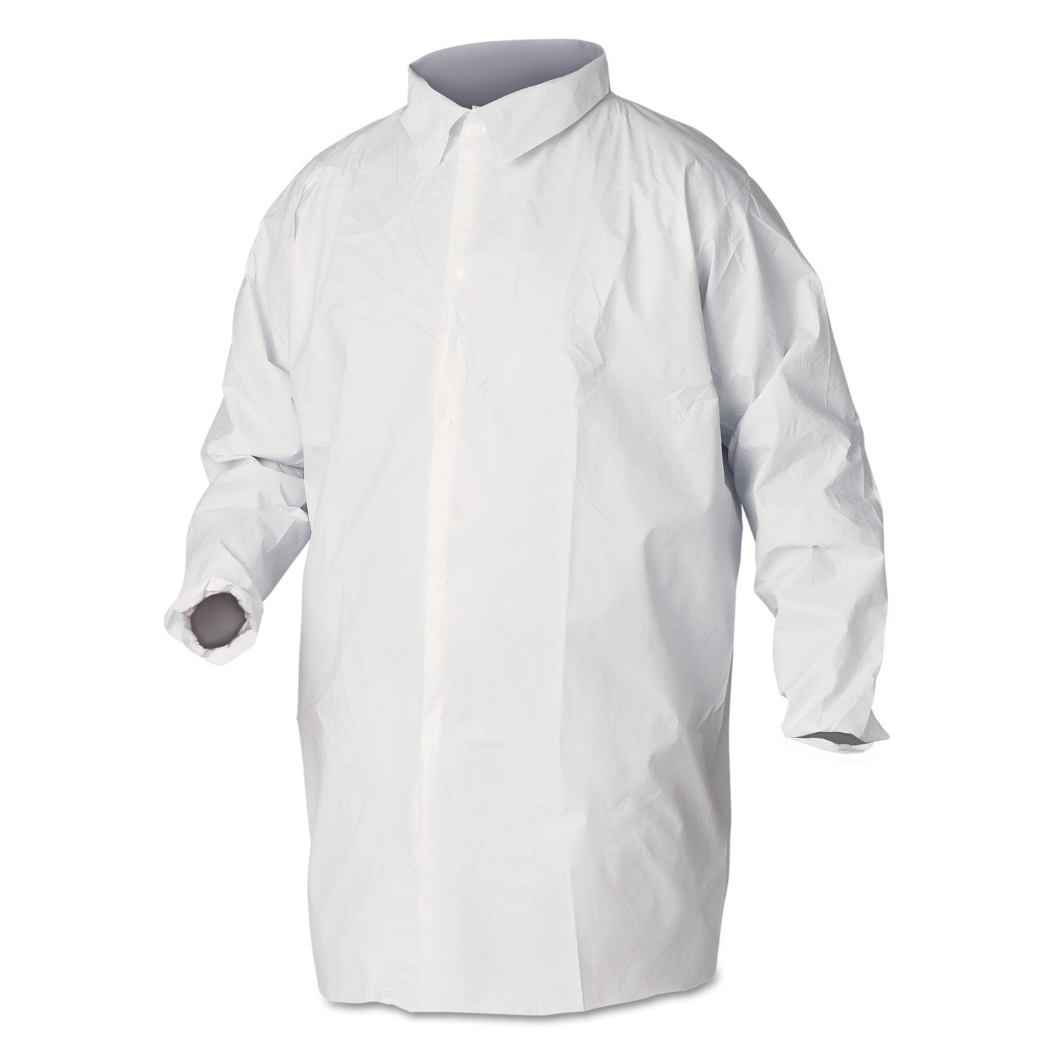 KleenGuard A40 Liquid and Particle Protection Lab Coats, Large, White, 30/Carton (44443)