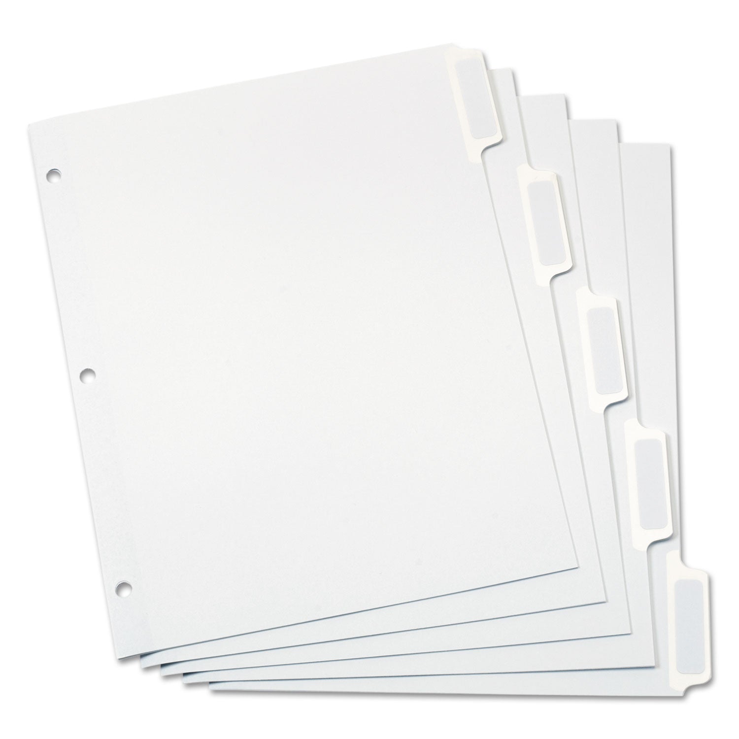 Oxford Custom Label Tab Dividers with Self-Adhesive Tab Labels, 5-Tab, 11 x 8.5, White, 25 Sets (11314)