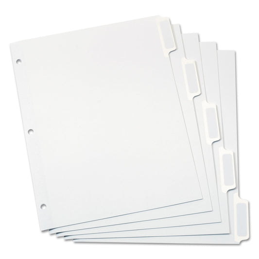 Oxford Custom Label Tab Dividers with Self-Adhesive Tab Labels, 5-Tab, 11 x 8.5, White, 25 Sets (11314)