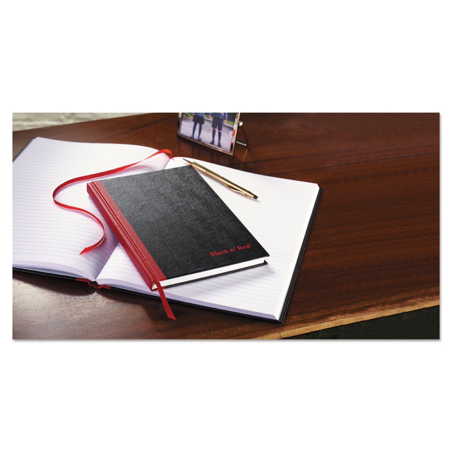  Red Hardcover Casebound Notebooks, SCRIBZEE Compatible, 1-Subject, Wide/Legal Rule, Black Cover, (96) 8.25 x 5.63 Sheets (E66857)