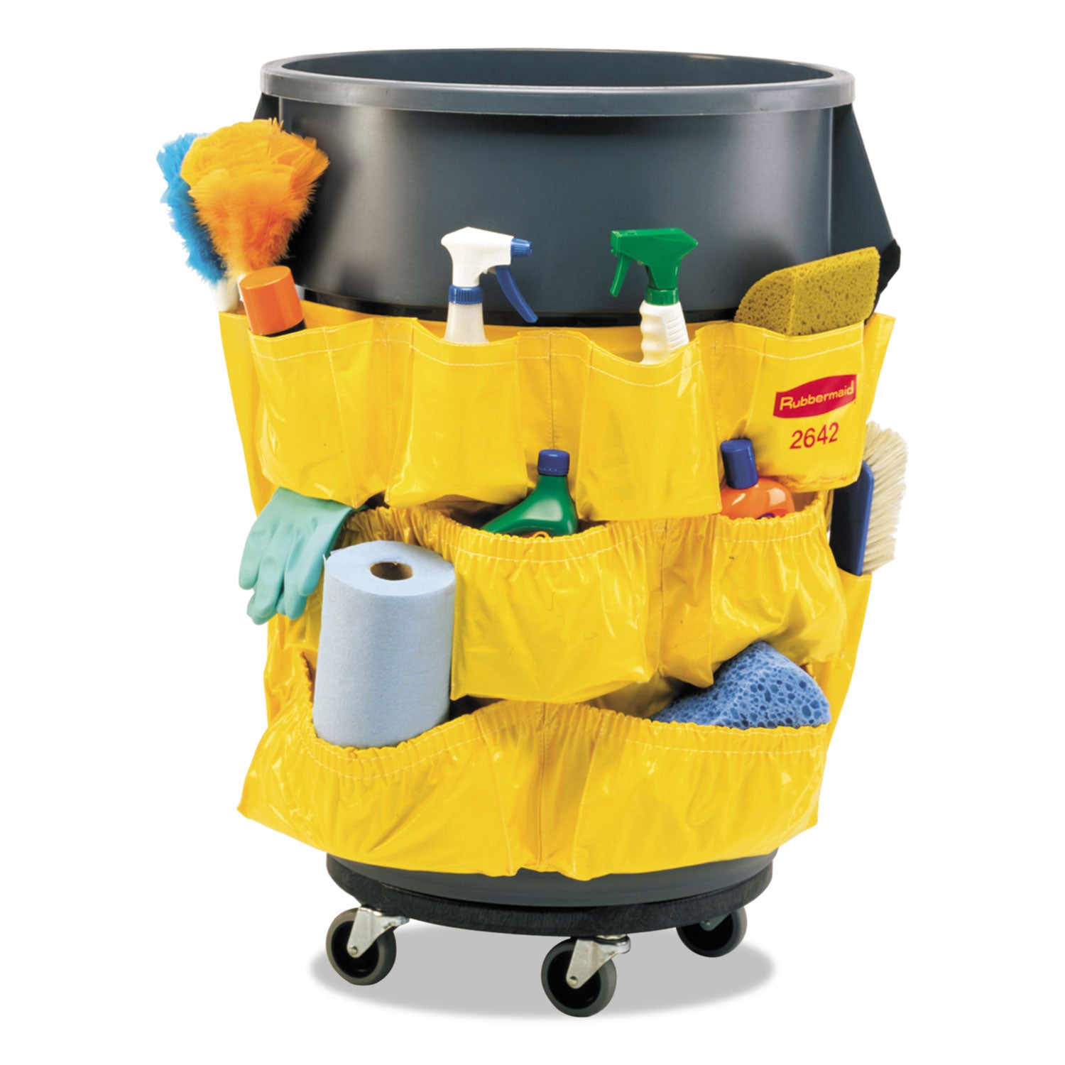 Rubbermaid Commercial Brute Caddy Bag, 12 Compartments, Yellow (264200YW)