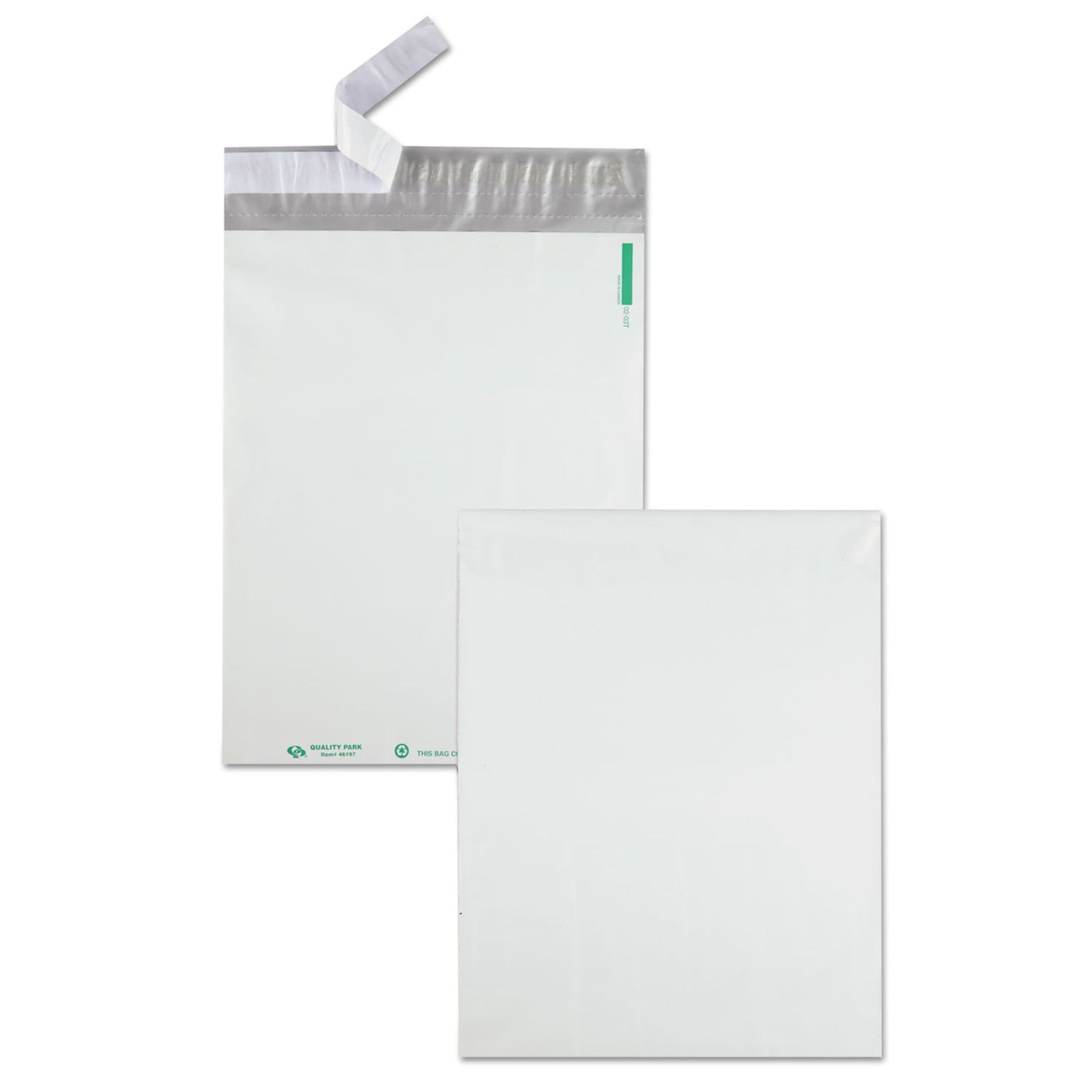 Quality Park Redi-Strip Poly Mailer, #4, Square Flap with Perforated Strip, Redi-Strip Adhesive Closure, 10 x 13, White, 100/Pack (46197)