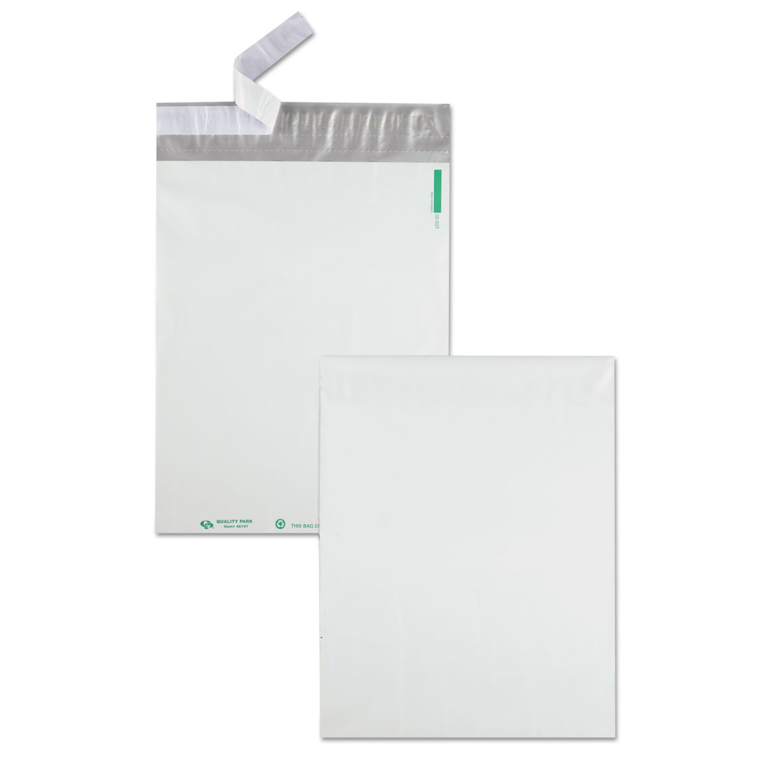 Quality Park Redi-Strip Poly Mailer, #4, Square Flap with Perforated Strip, Redi-Strip Adhesive Closure, 10 x 13, White, 100/Pack (46197)