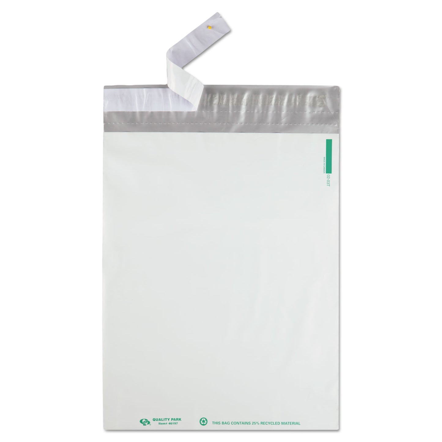Quality Park Redi-Strip Poly Mailer, #4, Square Flap with Perforated Strip, Redi-Strip Adhesive Closure, 10 x 13, White, 100/Pack (46197)