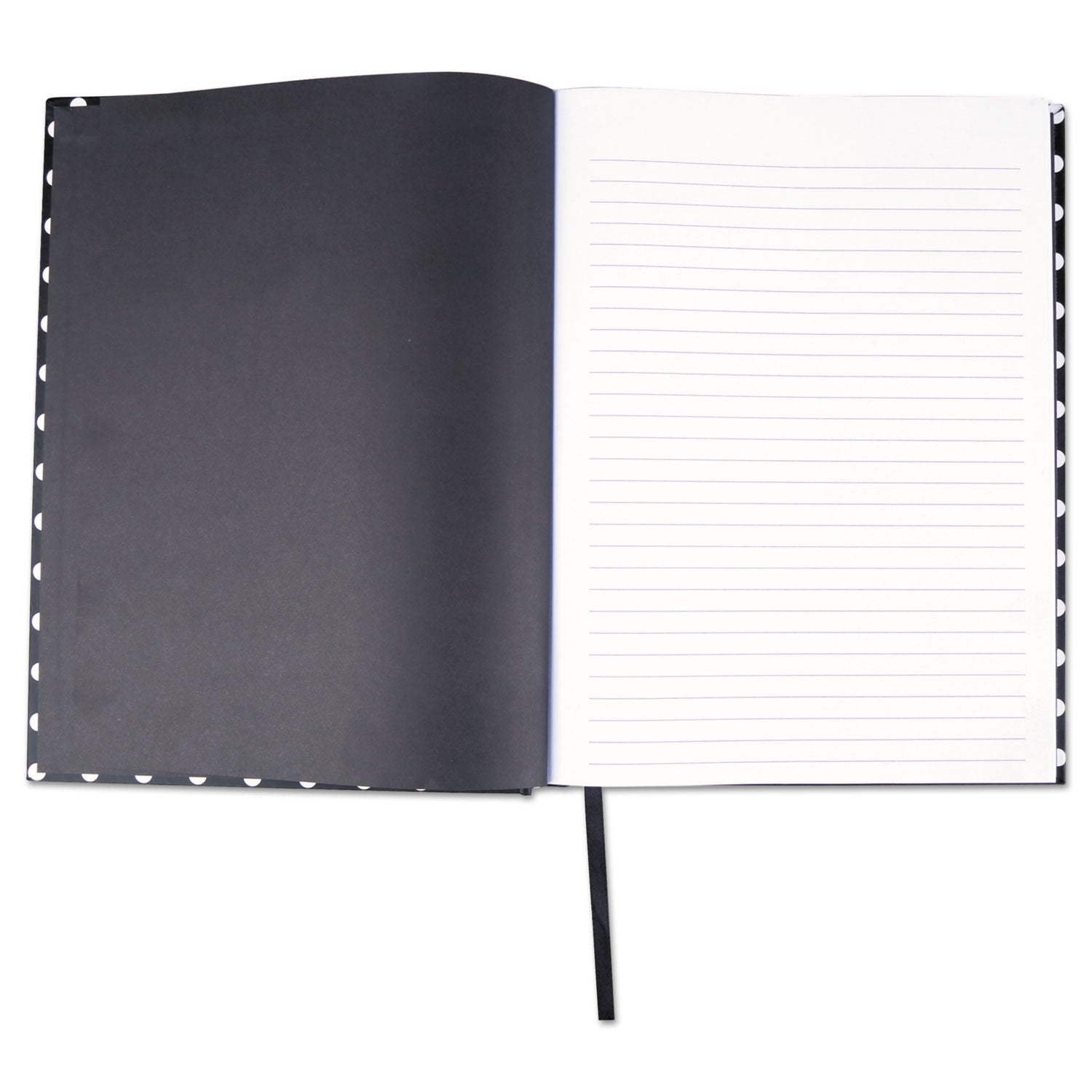 Universal Casebound Hardcover Notebook, 1-Subject, Wide/Legal Rule, Black/White Cover, (150) 10.25 x 7.63 Sheets (66350)