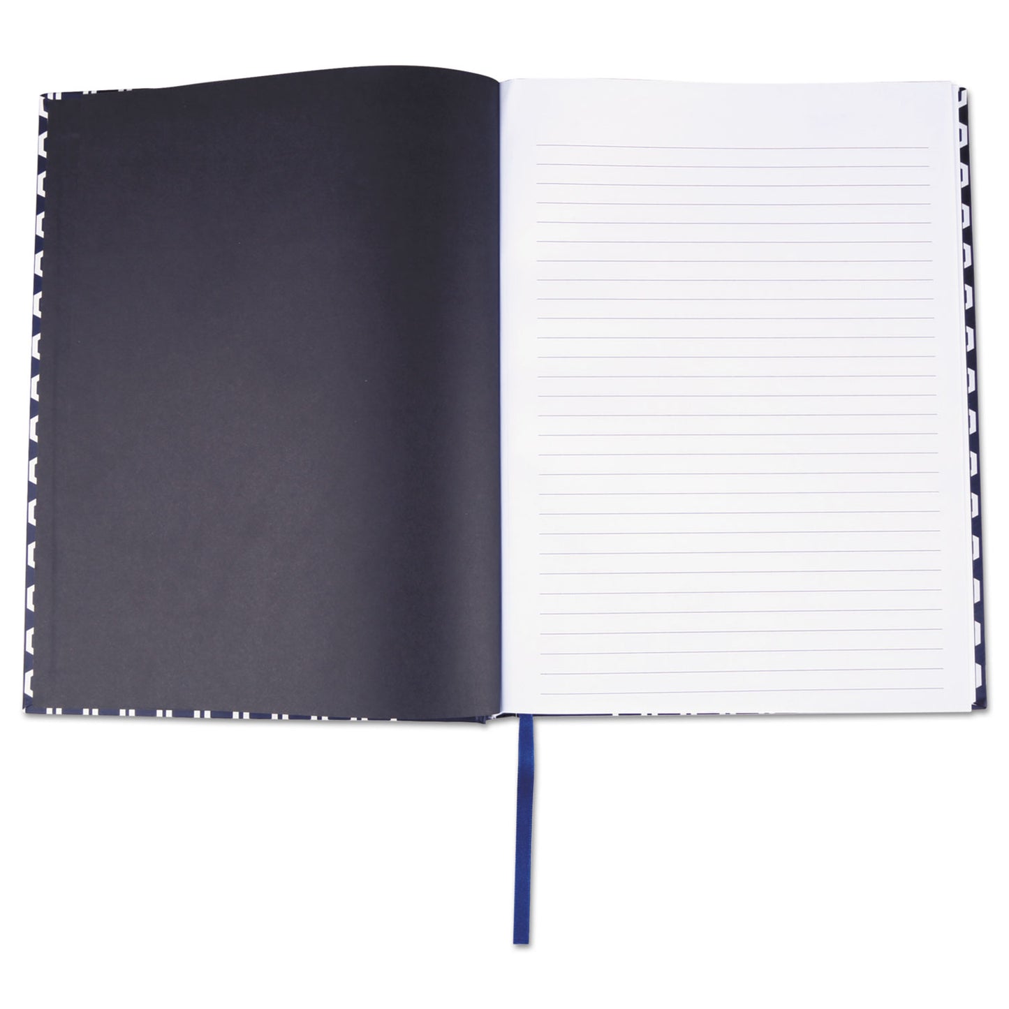 Universal Casebound Hardcover Notebook, 1-Subject, Wide/Legal Rule, Dark Blue/White Cover, (150) 10.25 x 7.63 Sheets (66351)