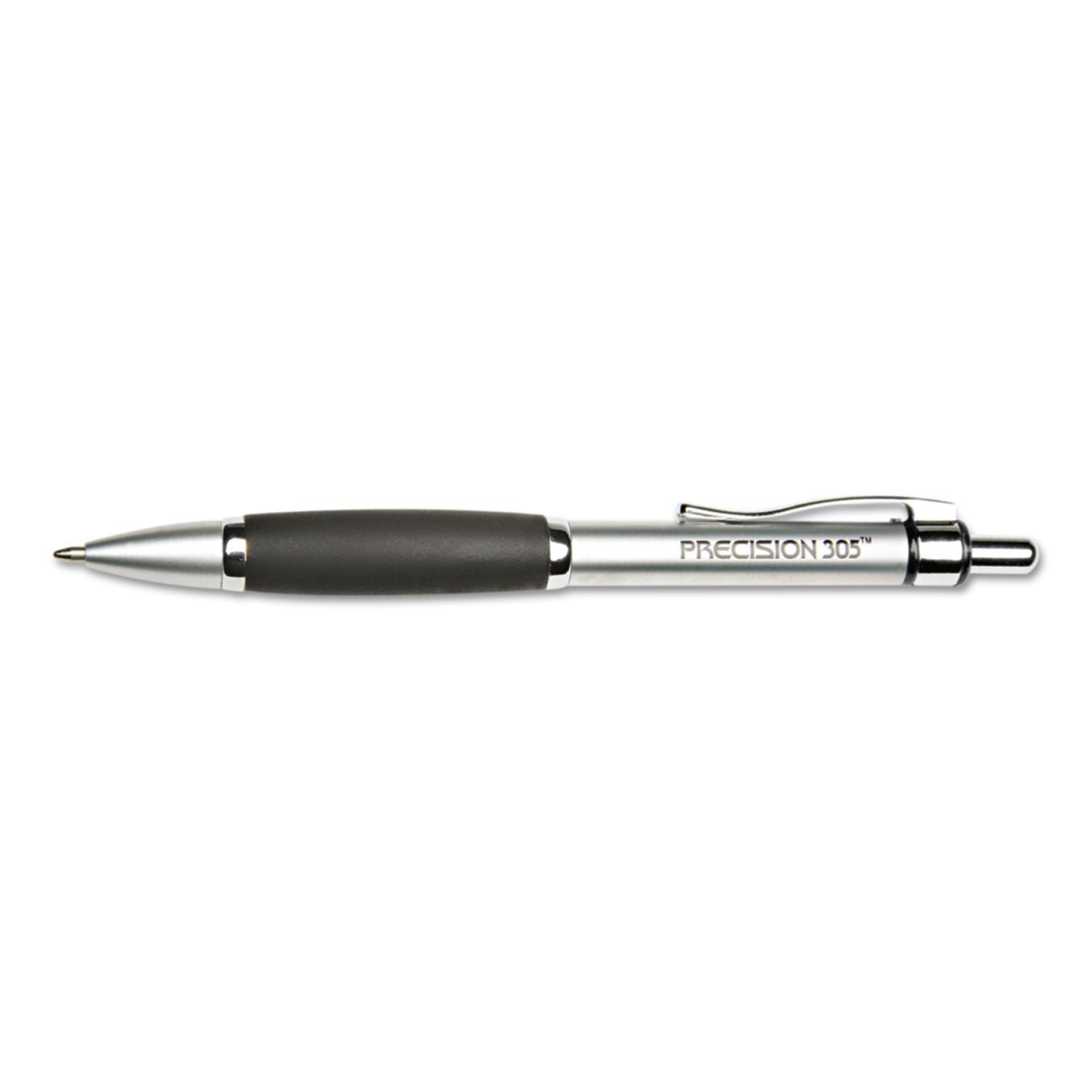 AbilityOne 7520014457226, SKILCRAFT Precision 305 Ballpoint Pen, Retractable, Medium 1 mm, Black Ink, Silver Barrel, Dozen