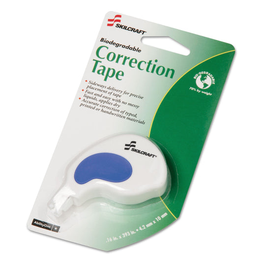 AbilityOne 7510013900717, SKILCRAFT Correction Tape, Non-Refillable, White/Blue Applicator, 10 m