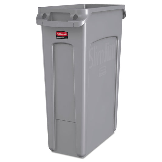 Rubbermaid Commercial Slim Jim with Venting Channels, 23 gal, Plastic, Gray (354060GY)