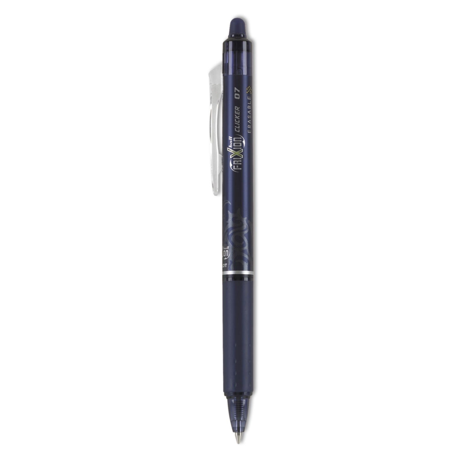 Pilot FriXion Clicker Erasable Gel Pen, Retractable, Fine 0.7 mm, Navy Ink, Navy Barrel (31457)