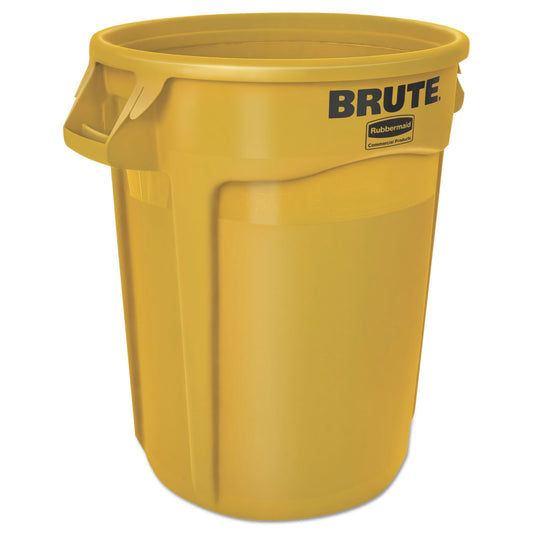 Rubbermaid Commercial Vented Round Brute Container, 32 gal, Plastic, Yellow (2632YEL)