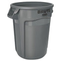 Rubbermaid Commercial Vented Round Brute Container, 32 gal, Plastic, Gray (263200GY)