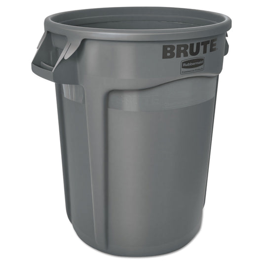 Rubbermaid Commercial Vented Round Brute Container, 32 gal, Plastic, Gray (263200GY)