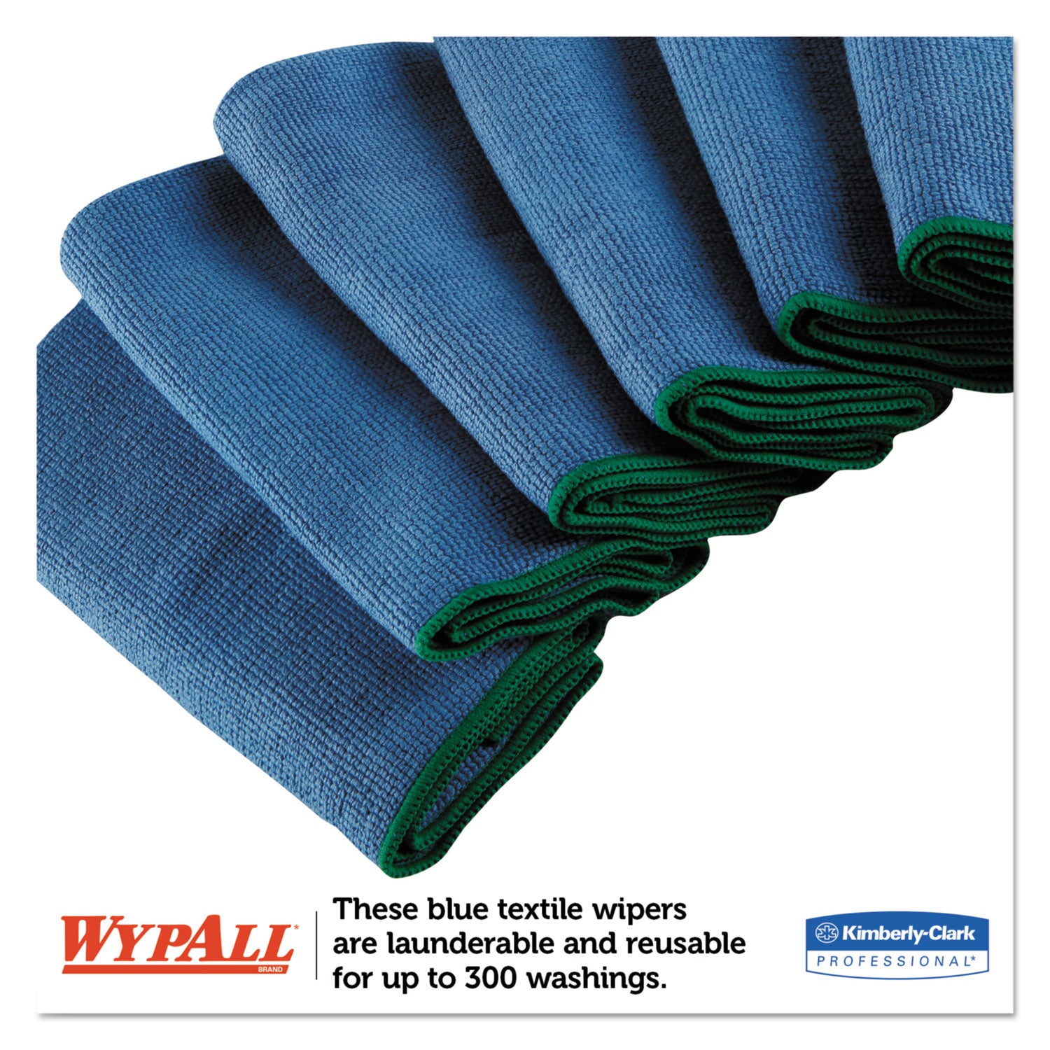 WypAll Microfiber Cloths, Reusable, 15.75 x 15.75, Blue, 24/Carton (83620CT)