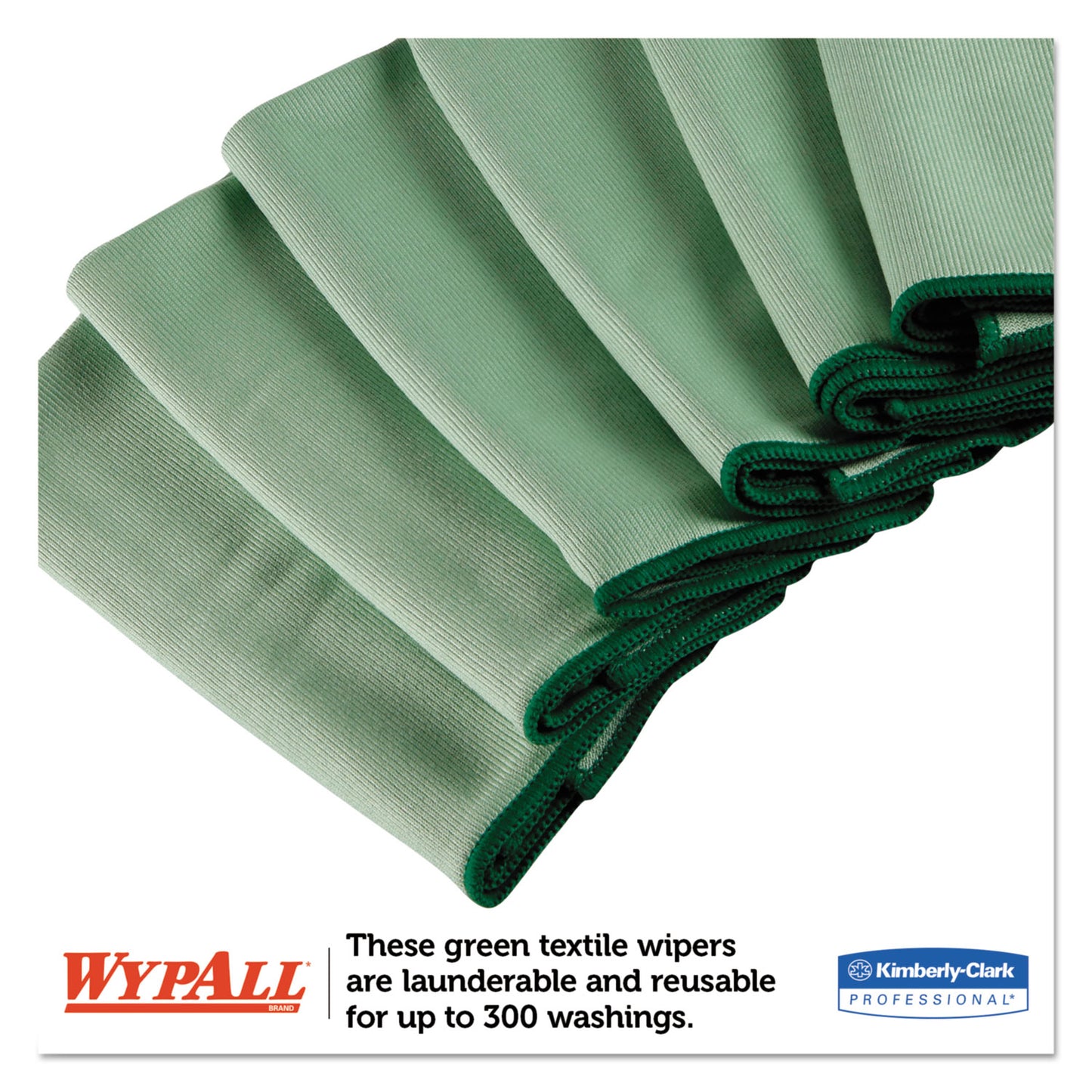 WypAll Microfiber Cloths, Reusable, 15.75 x 15.75, Green, 24/Carton (83630CT)