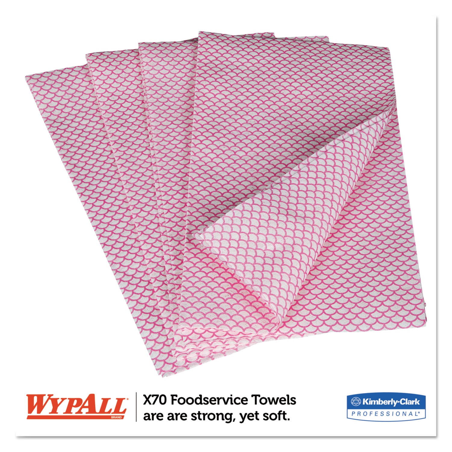 WypAll X70 Wipers, 1-Ply, 12.5 x 23.2, Red, 300/Carton (06354)